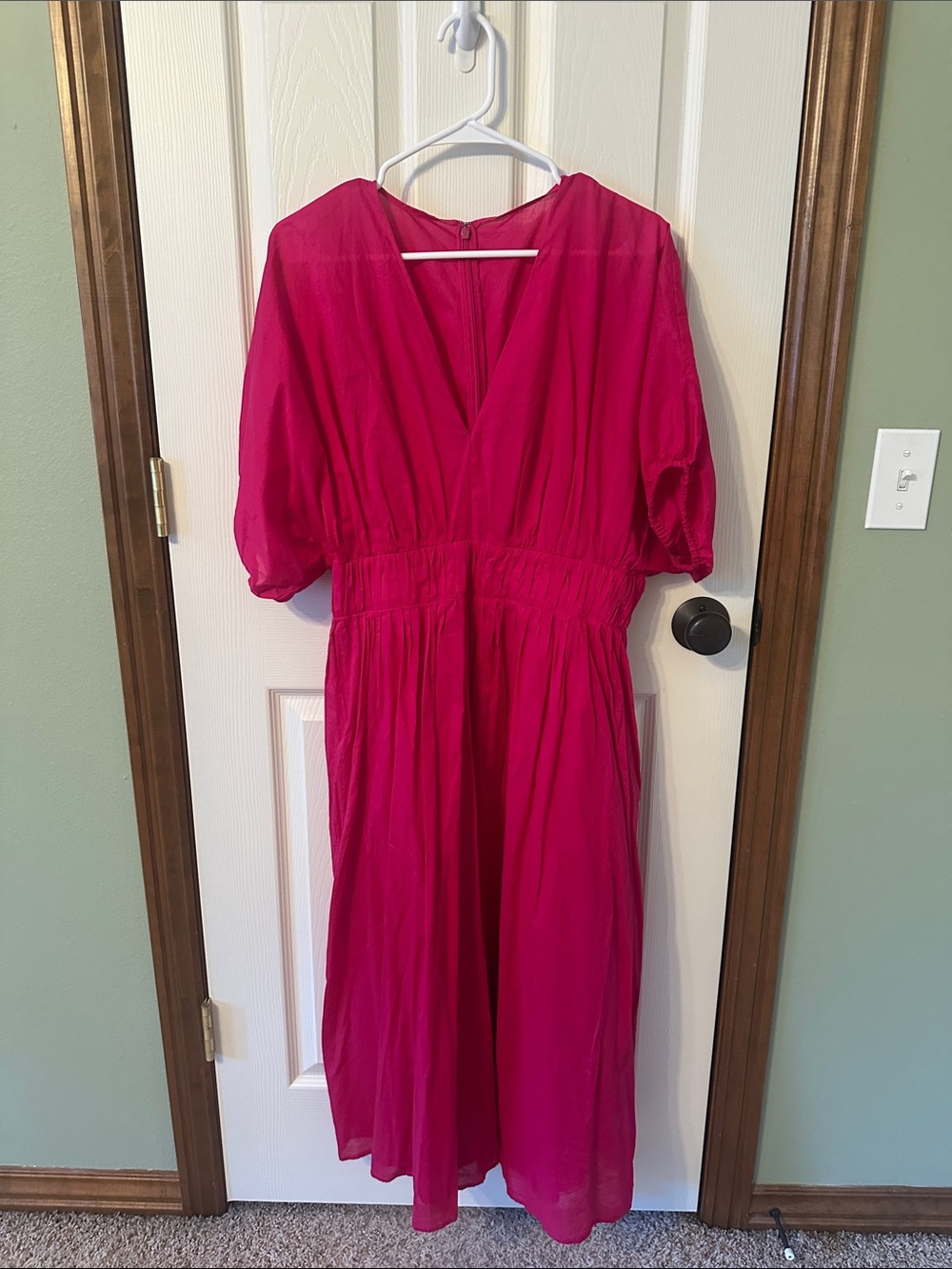Banana Republic Fuchsia V-Neck Midi Dress